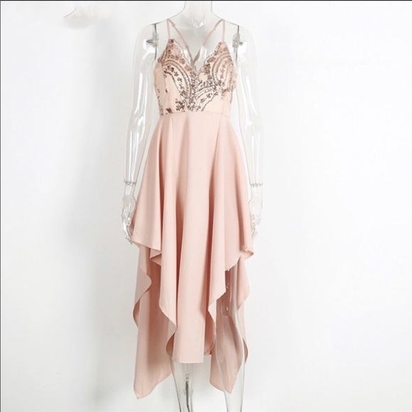 Nude Pink Prom Slime Backless  Dress - Picture 4 of 4